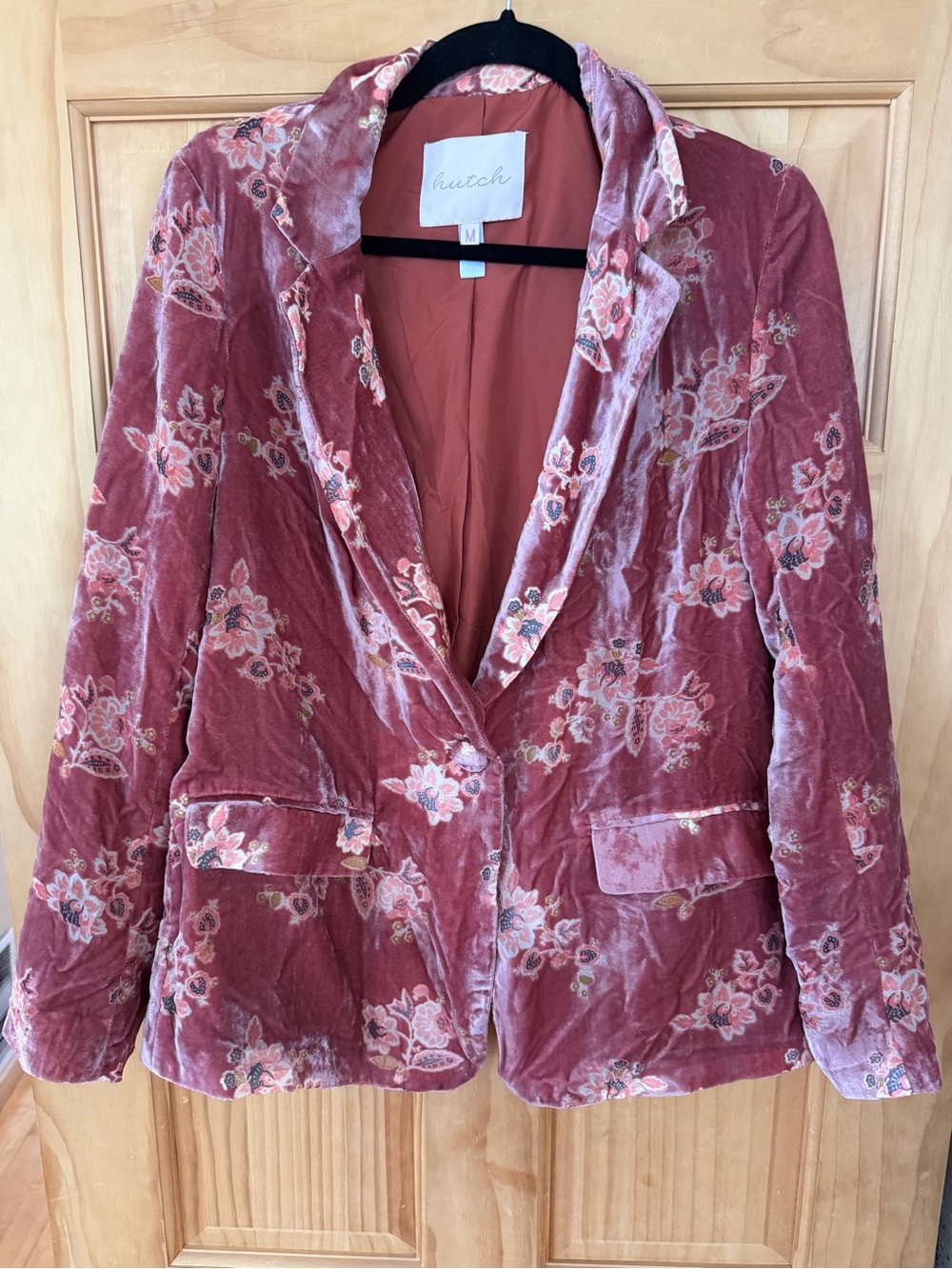 Anthropologie Hutch Pink Velvet Blazer Size M - Picture 4 of 6